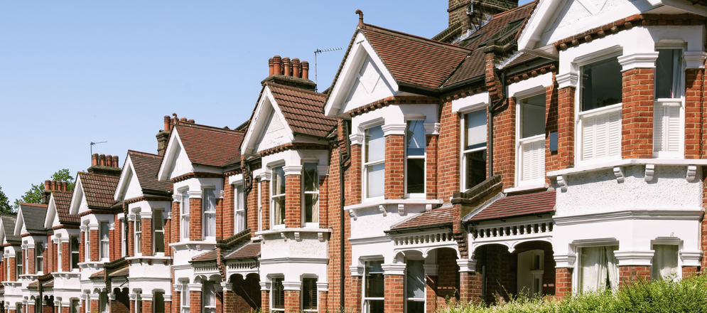 Row of Typical English Terraced Houses at London.