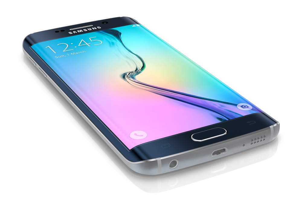 Galati, Romania - March 30, 2015: Samsung Galaxy S6 Edge is the first device with dual-curved glass display. The Samsung Galaxy S6 and Galaxy S6 Edge was launched at a press event in Barcelona on March 1 2015. Galaxy S6 has Quad HD Super AMOLED, 2560x1440, 577 PPI, Lightning-fast 64 bit and Octa-core processor.